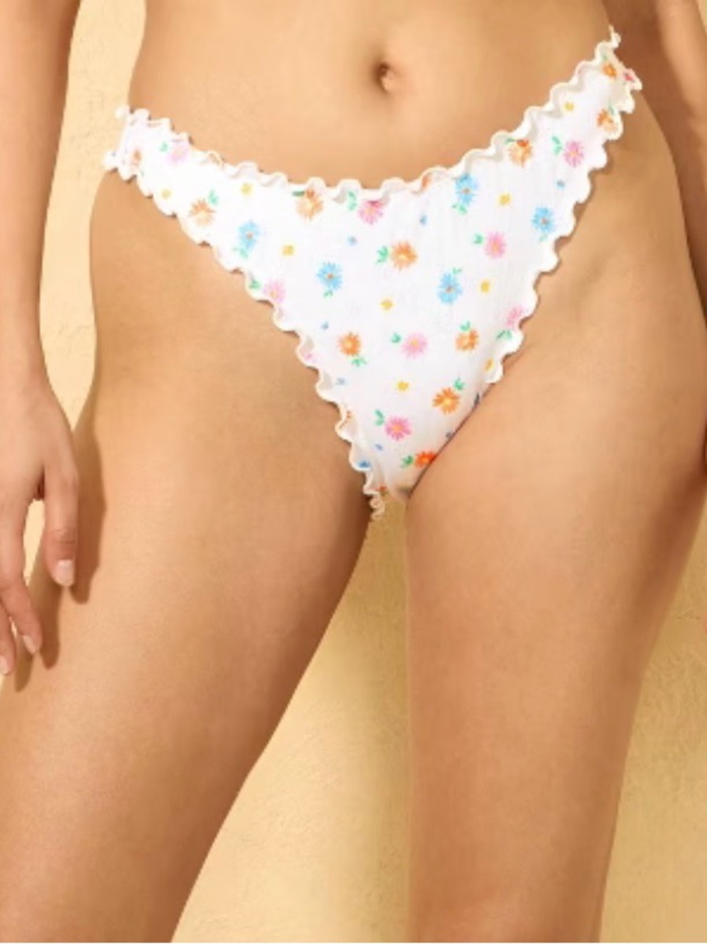 wild fable White Floral Scalloped Bikini Bottoms with Multicolor Flowers